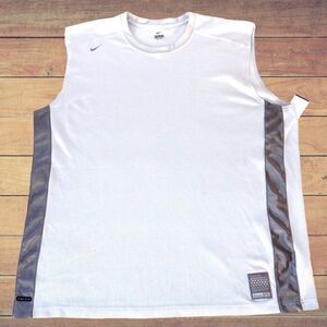 Nike basketball gray muscle S/S Hooptech DriFit athletic practice jersey